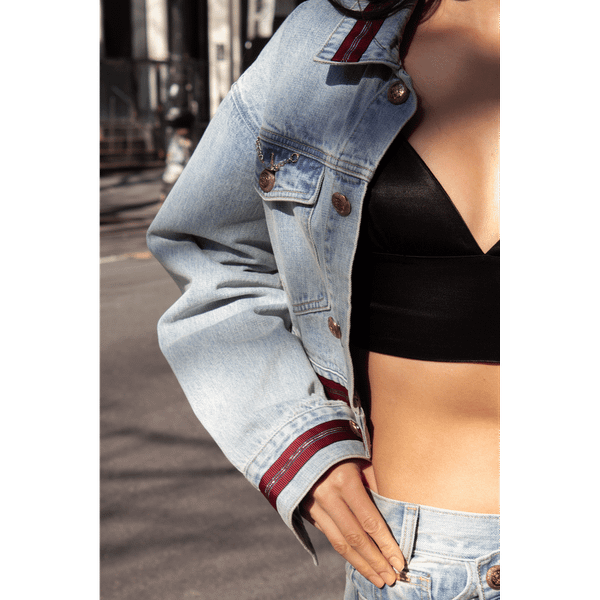 Danielle Denim Jacket with Red Lining T575-V0671384317