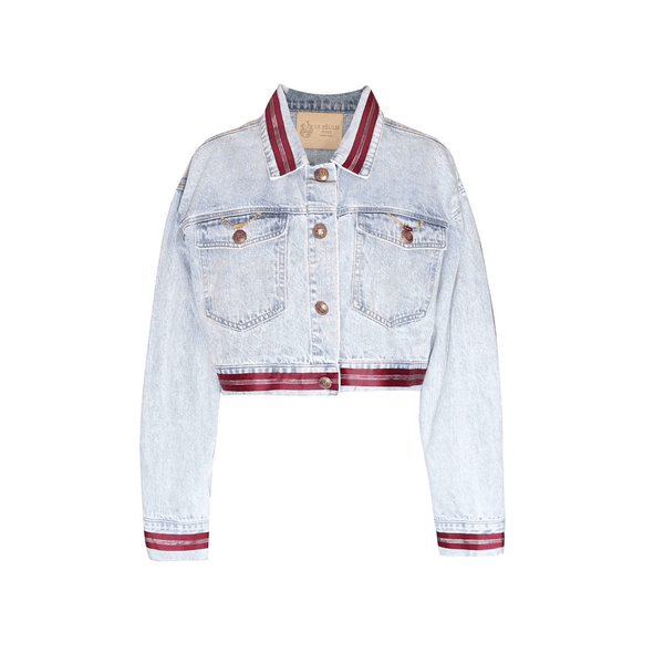 Danielle Denim Jacket with Red Lining T575-V0671384317