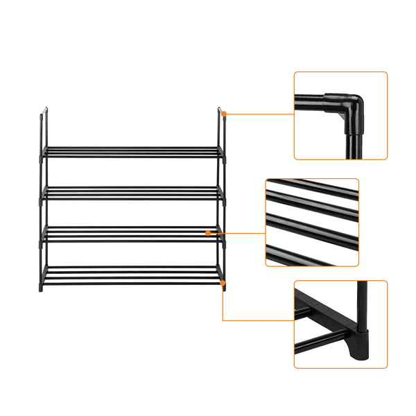 2 Set 4 Tiers Shoe Rack Shoe Tower Shelf Storage Organizer For Bedroom, Entryway, Hallway, and Clos T575-S0671295445