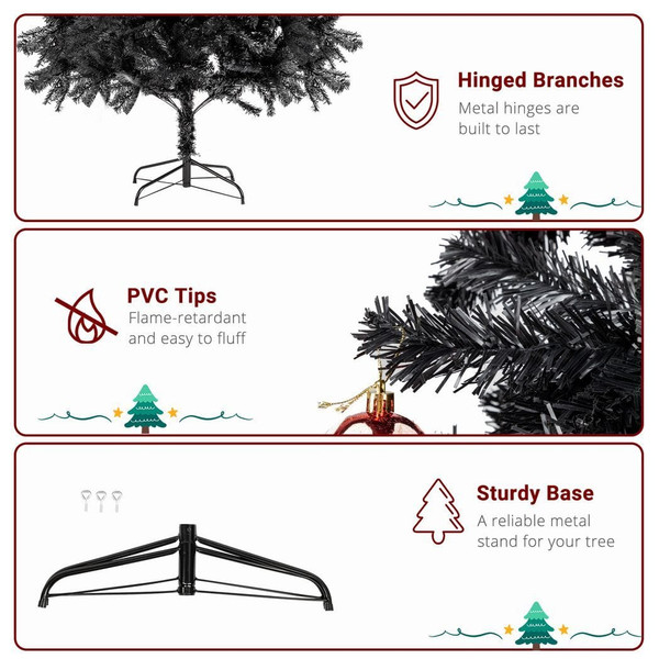 7ft 1800 Branch PVC Branch Iron Bracket Christmas Tree Black T575-S0671297182