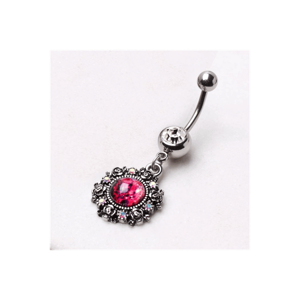316L Stainless Steel Victorian Style Pendant Dangle Navel Ring T575-S0671356376