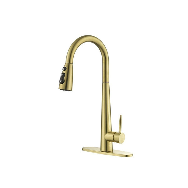 Gold Kitchen Faucets with Pull Down Sprayer, Kitchen Sink Faucet with Pull Out Sprayer,Fingerprint  T575-S0671269483