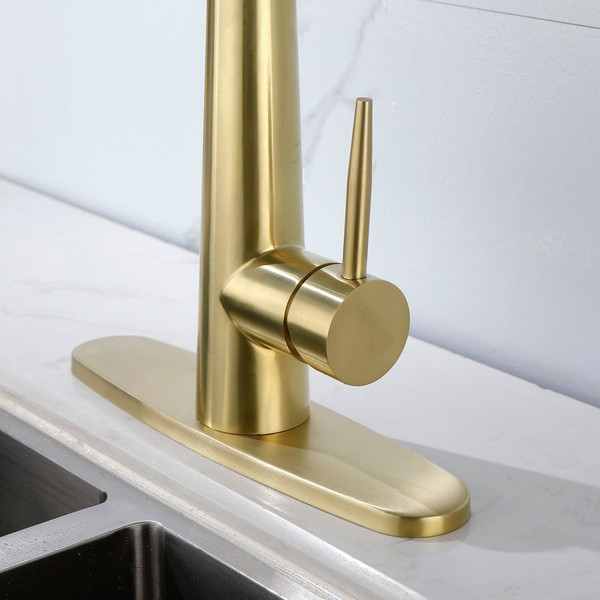 Gold Kitchen Faucets with Pull Down Sprayer, Kitchen Sink Faucet with Pull Out Sprayer,Fingerprint  T575-S0671269483