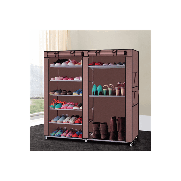 Double Rows 9 Lattices Combination Style Shoe Cabinet Coffee T575-S0671298269