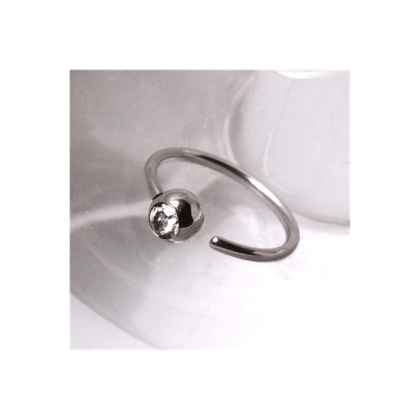 316L Surgical Steel Annealed Press Fit CZ Ball Nose Hoop T575-S0671357281