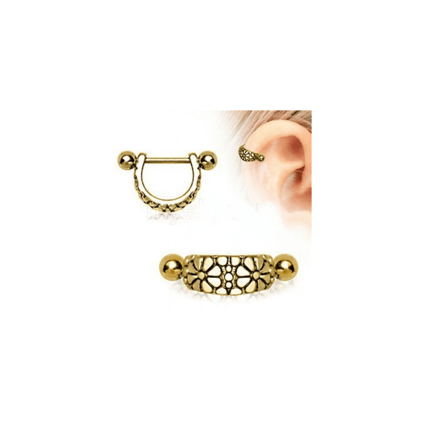 Gold Daisy Ear Cuff Cartilage Earring T575-S0671356673