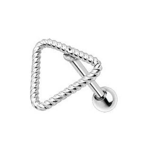 316L Stainless Steel Twisted Triangle Cartilage Earring T575-S0671357037