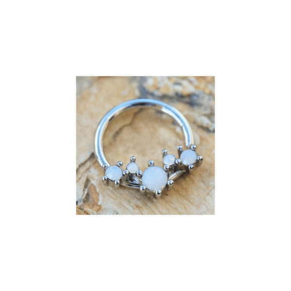 316L Stainless Steel Multi-Synthetic Opal Seamless Ring / Septum Ring T575-S0671356797