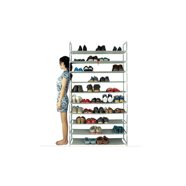 100cm Ultra Large Capacity 10 Layers Non-woven Fabrics & Steel Shoe Rack Gray T575-S0671284088
