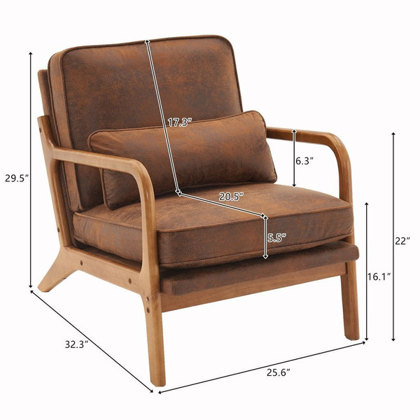 Oak Armrest Oak Upholstered Single Lounge Chair Indoor Lounge Chair Orange T575-S0671297309