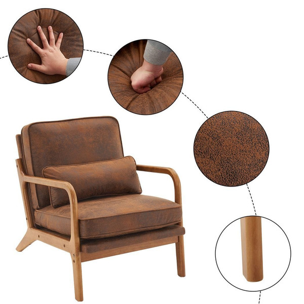 Oak Armrest Oak Upholstered Single Lounge Chair Indoor Lounge Chair Orange T575-S0671297309