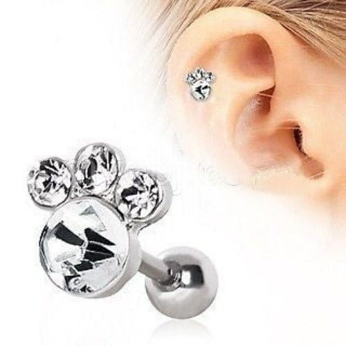Animal Paw Cartilage Earring Gemmed Cartilage Piercing Animal Lover T575-S0671355967