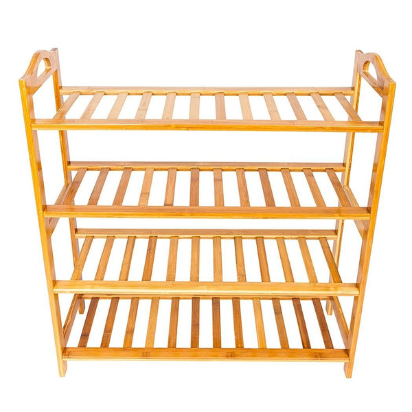 Concise 12-Batten 4 Tiers Bamboo Shoe Rack Wood Color T575-S0671281818
