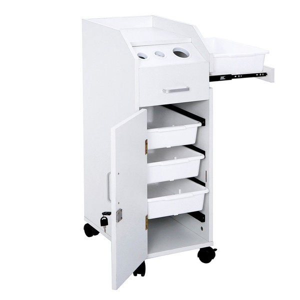 Hair Salon Storage Cart with Wheels & 3 Hair Dryer Holders & 4 Drawers & Lock & 2 Keys, Hairdressin T575-S0671367405