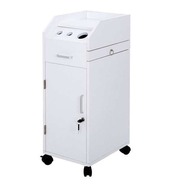 Hair Salon Storage Cart with Wheels & 3 Hair Dryer Holders & 4 Drawers & Lock & 2 Keys, Hairdressin T575-S0671367405