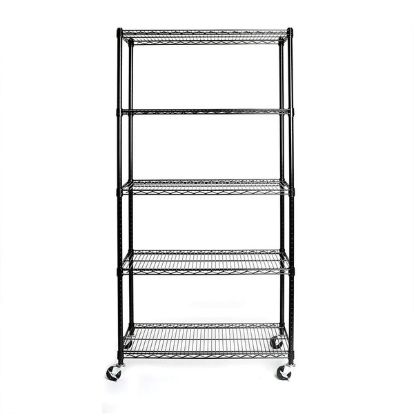5-Tier NSF-Certified Steel Wire Shelving with Wheels Black T575-S0671284241