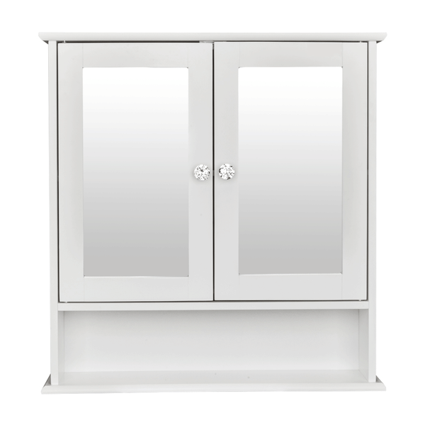 Double Door Mirror Indoor Bathroom Wall Mounted Cabinet Shelf White T575-S0671276678