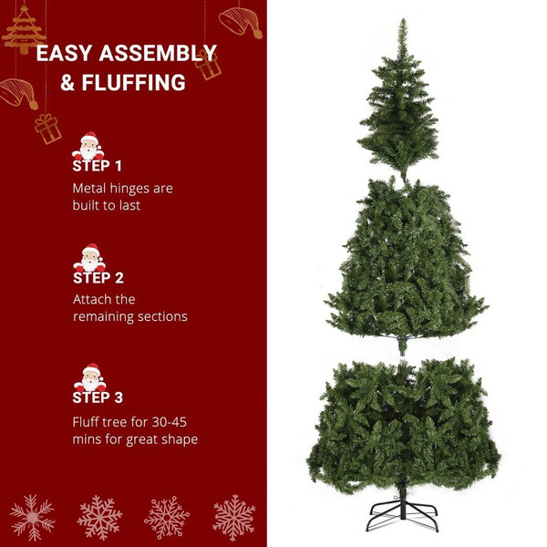 7.5ft Automatic Tree Structure PVC Material 600 Lights Warm Color 8 Modes 1200 Branches Christmas T T575-S0671347956