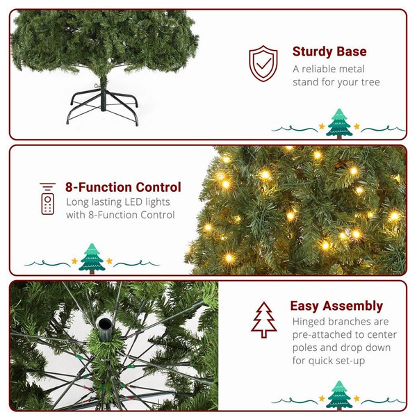 7.5ft Automatic Tree Structure PVC Material 600 Lights Warm Color 8 Modes 1200 Branches Christmas T T575-S0671347956