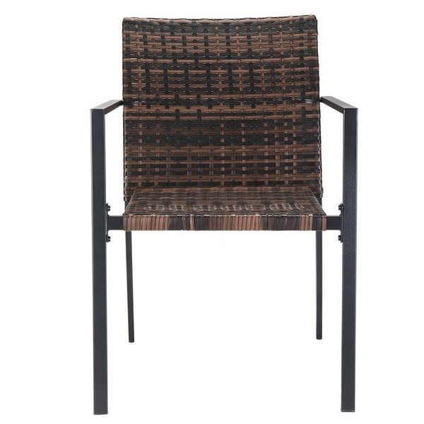 Set of 2 Stackable Outdoor Wicker Patio Dining Chairs, All-Weather Firepit Armchair with Armrests,  T575-S0671435857