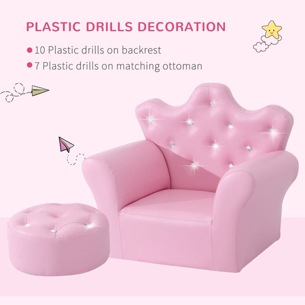 Qaba Kids Sofa Set with Footstool -AS T575-S0671266700