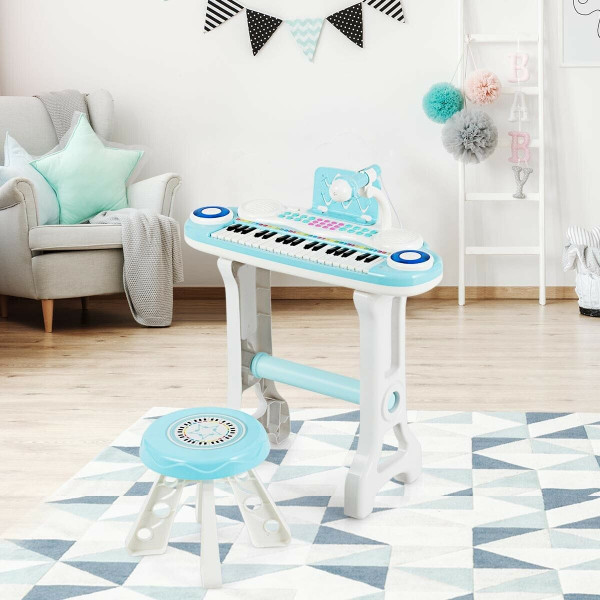 37-key Kids Electronic Piano Keyboard Playset-Blue - Color: Blue D681-TY578768BL