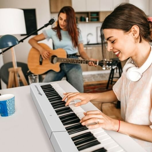 88-Key Foldable Digital Piano with MIDI and Wireless BT-White - Color: White D681-MU10079US-WH