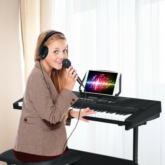 61-Key Portable Electronic Keyboard Piano with Stand and Stool B593-MU70009