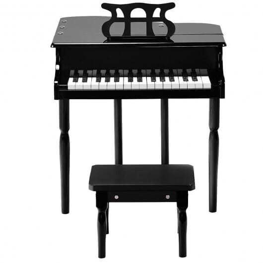 Musical Instrument Toy 30-Key Children Mini Grand Piano with Bench-Black - Color: Black D681-TY322017BK