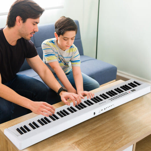 88 Key Foldable Electric Keyboard Piano with Wireless MIDI and Dual Speakers-Black B593-MU10117US