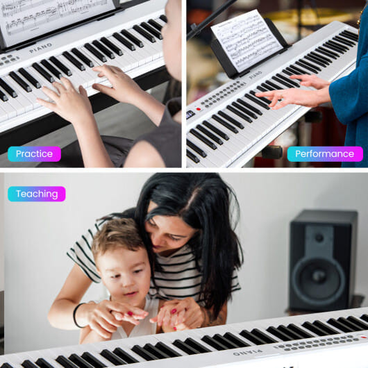 88 Key Foldable Electric Keyboard Piano with Wireless MIDI and Dual Speakers-Black B593-MU10117US