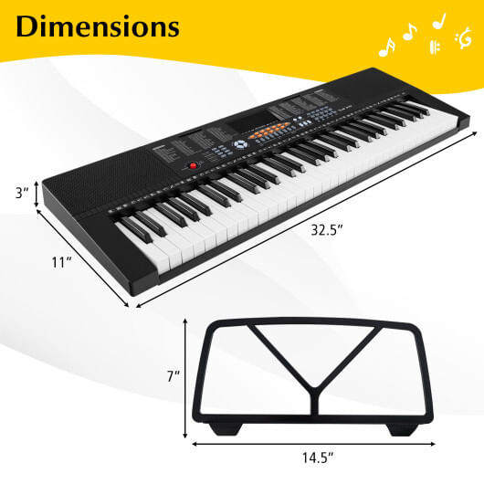 61-Key Electronic Keyboard Piano with 3 Teaching Modes  LED Display and Dual Keyboard - Color: Black D681-MU10109US