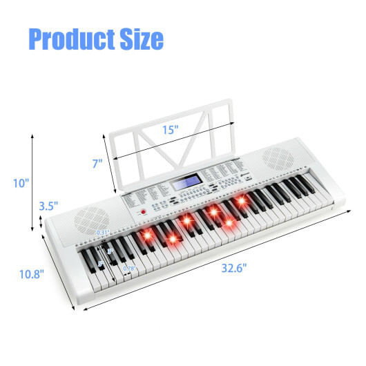 61-Key Electric Piano Keyboard for Beginner-White - Color: White D681-MU10084US-WH