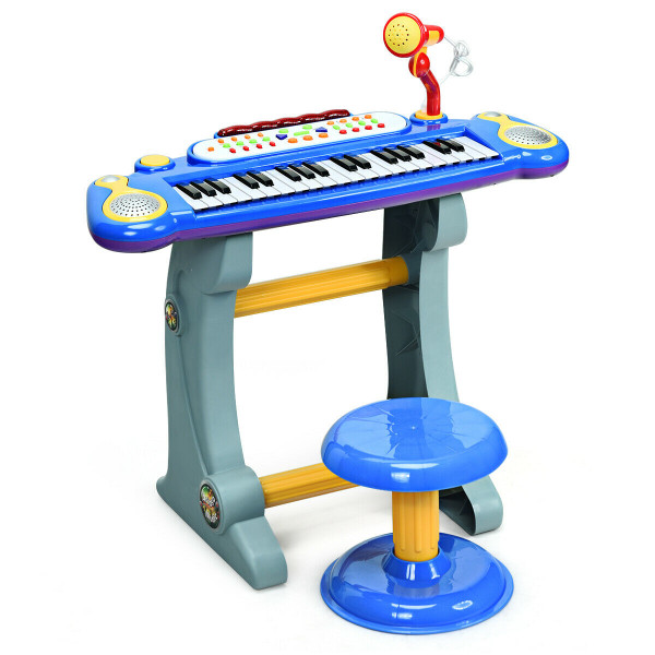 37 Key Electronic Keyboard Kids Toy Piano-Blue - Color: Blue D681-TY578001BL