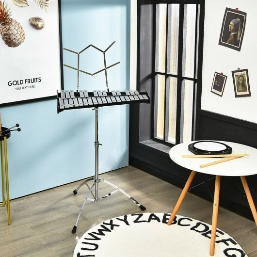 32 Note Glockenspiel Xylophone Percussion Bell Kit with Adjustable Stand B593-MU10064