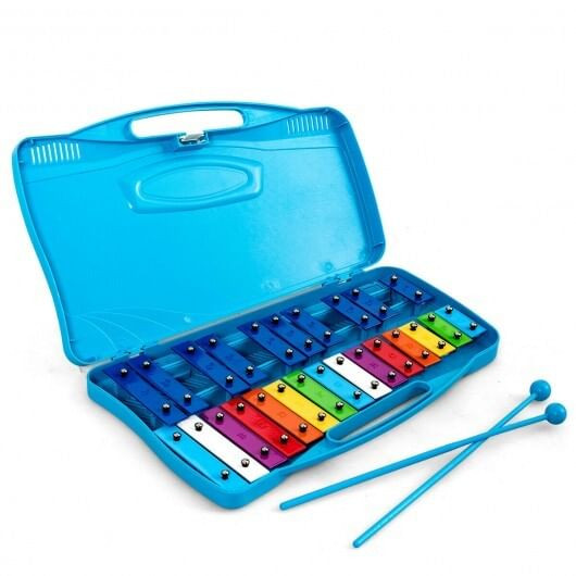 25 Notes Kids Glockenspiel Chromatic Metal Xylophone-Pink B593-MU10038
