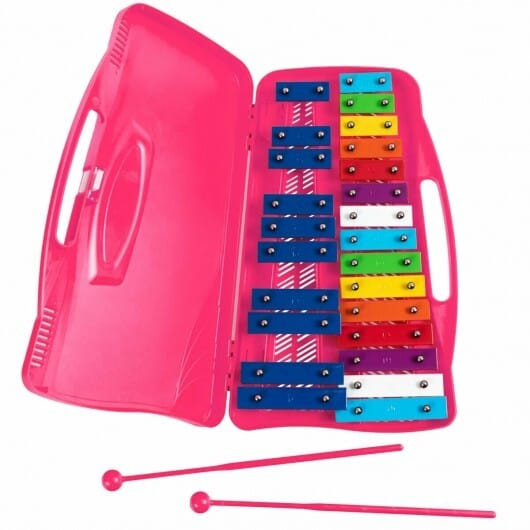 25 Notes Kids Glockenspiel Chromatic Metal Xylophone-Pink B593-MU10038