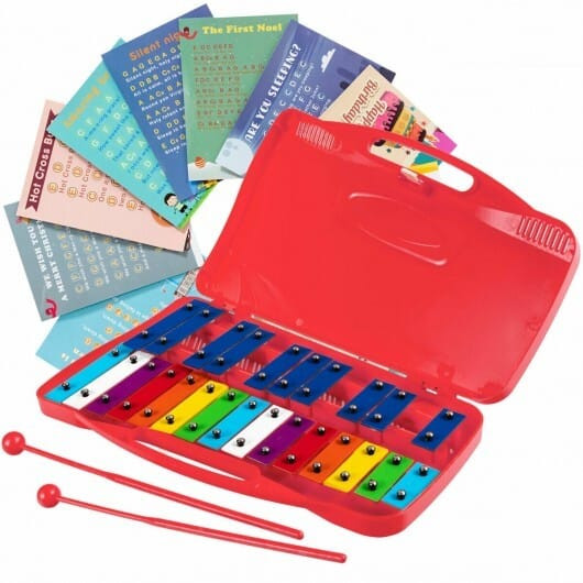 25 Notes Kids Glockenspiel Chromatic Metal Xylophone-Pink B593-MU10038