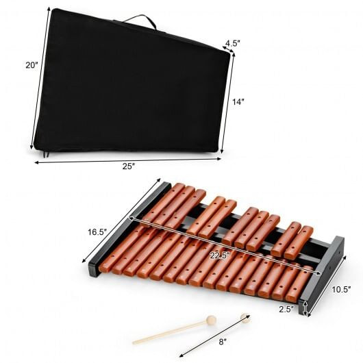 25 Notes Xylophone Wooden Percussion Educational Instrument with 2 Mallets - Color: Black D681-MU10076