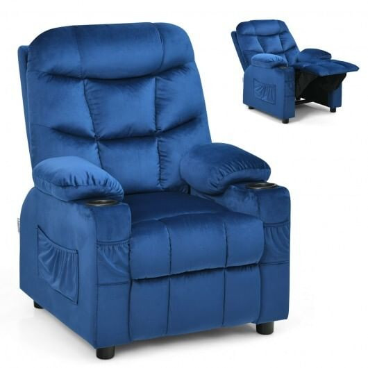 Kids Recliner Chair with Cup Holder and Footrest for Children-Light Blue - Color: Light Blue D681-HW67186BL