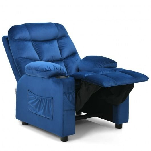 Kids Recliner Chair with Cup Holder and Footrest for Children-Light Blue - Color: Light Blue D681-HW67186BL