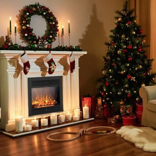 28.5 Inch Electric Fireplace Recessed with 3 Flame Colors - Color: Black - Size: 28.5 inches D681-FP10049US