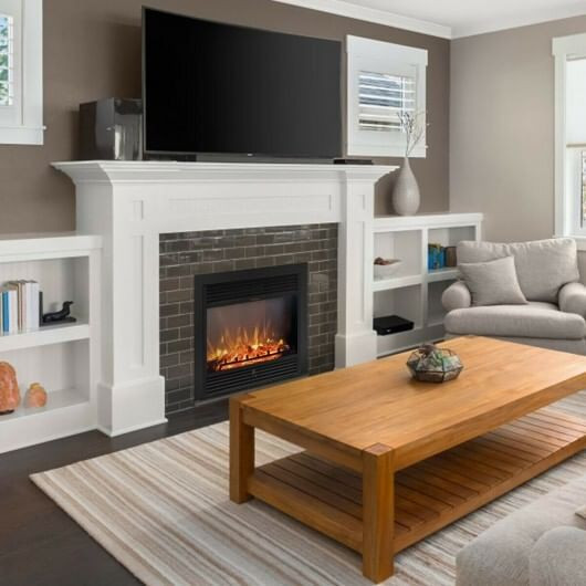 28.5 Inch Electric Fireplace Recessed with 3 Flame Colors - Color: Black - Size: 28.5 inches D681-FP10049US