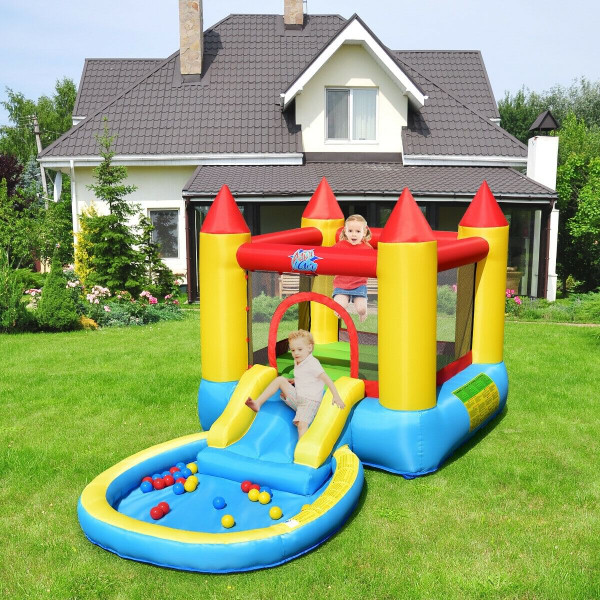 Inflatable Kids Slide Bounce House with 580w Blower - Color: Multicolor D681-OP70029