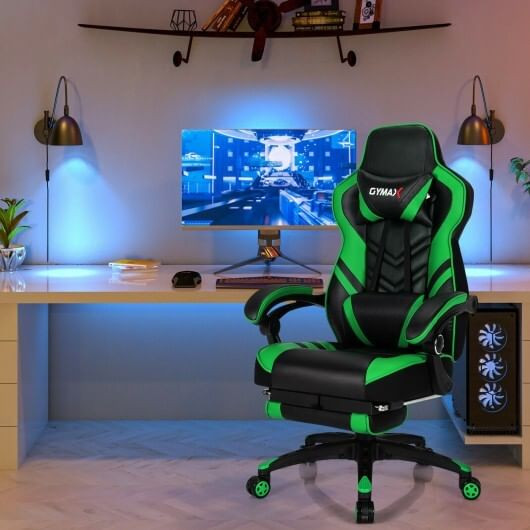 Adjustable Gaming Chair with Footrest for Home Office-Green - Color: Green D681-HW67570GN