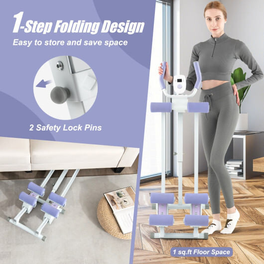 Ab Machine with LCD Monitor and 4 Adjustable Heights-Purple - Color: Purple D681-FH10082PU