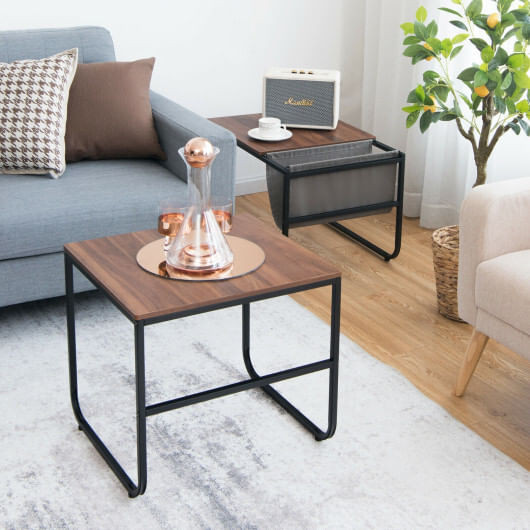 Set of 2 Nesting Coffee Tables with Side Pocket for Living Room Bedroom-Rustic Brown - Color: Rusti D681-JV10246CF