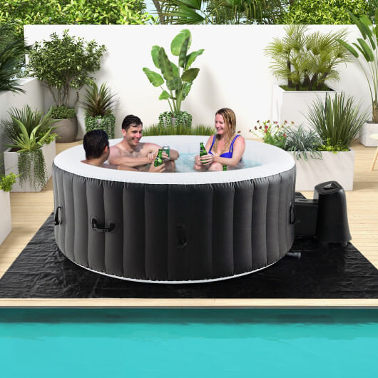 70/80 Inches Round SPA Pool Hottub with 110/130 Air Jets Electric Heater Pump-S - Color: Black - Si D681-NP11783US-BK