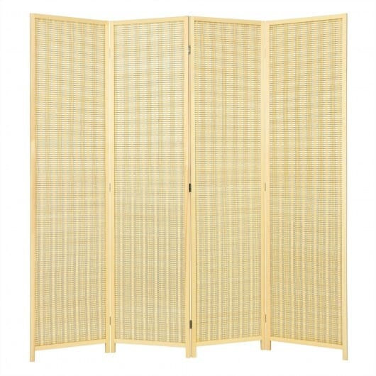6 ft 4 Panel Portable Folding Room Divider Screen-Natural - Color: Natural D681-HW67710NA