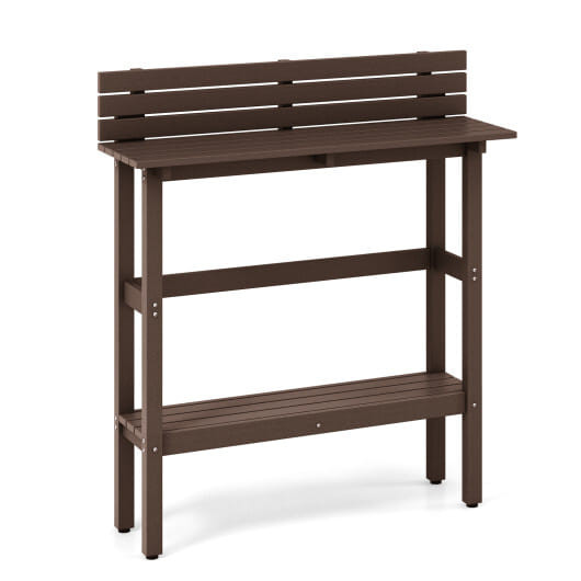 48 Inch Patio Pub Height Table with Storage Shelf and Adjustable Foot Pads-Brown - Color: Brown D681-NP11427BN